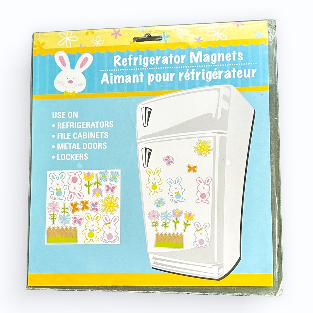 Refrigerator Magnet Set of Small Bunnies & Fence ~ One Unopened Package